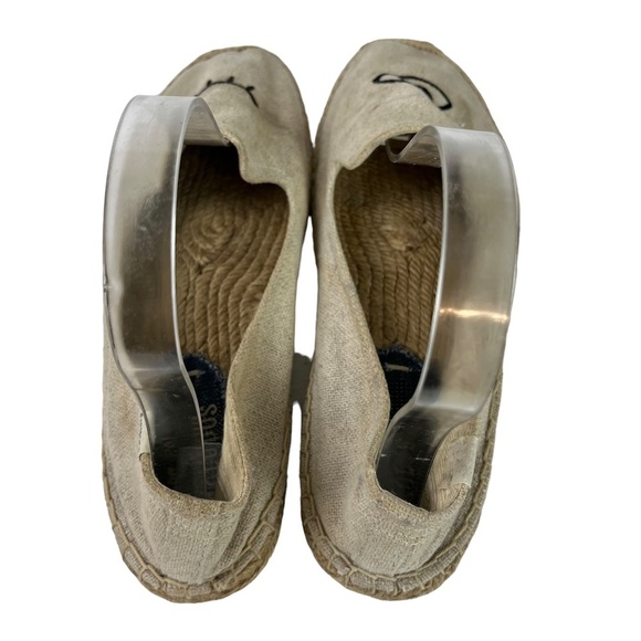 SOLUDOS Espadrille Canvas Beige Wink Winking Eye Flats Slip On Loafers Shoes 8.5 - Picture 10 of 16